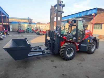 Kaystar customized 3.5t four-wheel off-road forklift  with bucket and  enclosed cab  (kaida KDJY35)